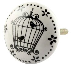 Birds In Cage Cearmic Flat Knobs